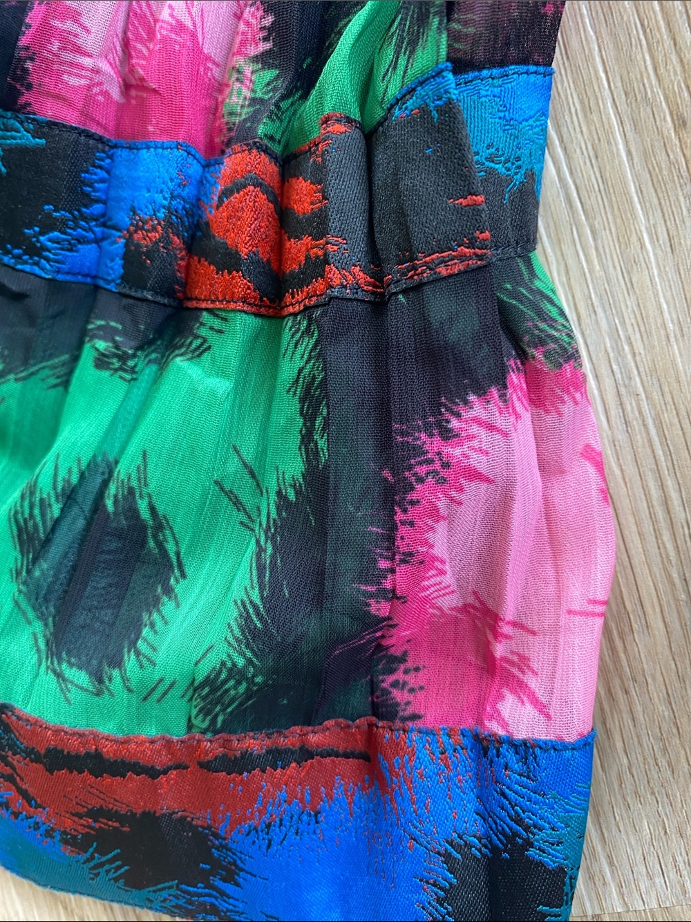 KENZO x H&M Pleated Floral Print Blouse Green Pink Blue Size 6 - Picture 8 of 13